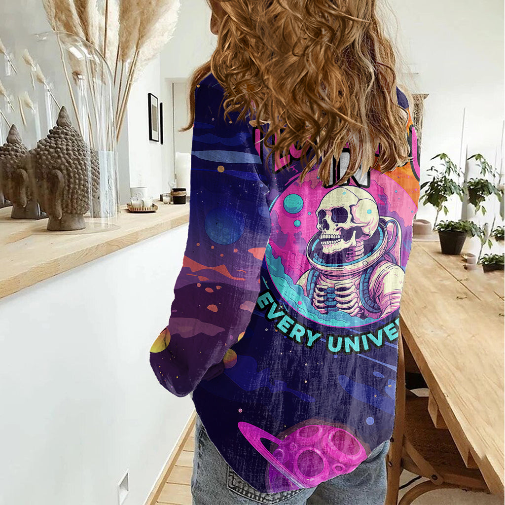 Skull Women Casual Shirt I Love You in every Universe Cosmic Abstract Art - Wonder Print Shop
