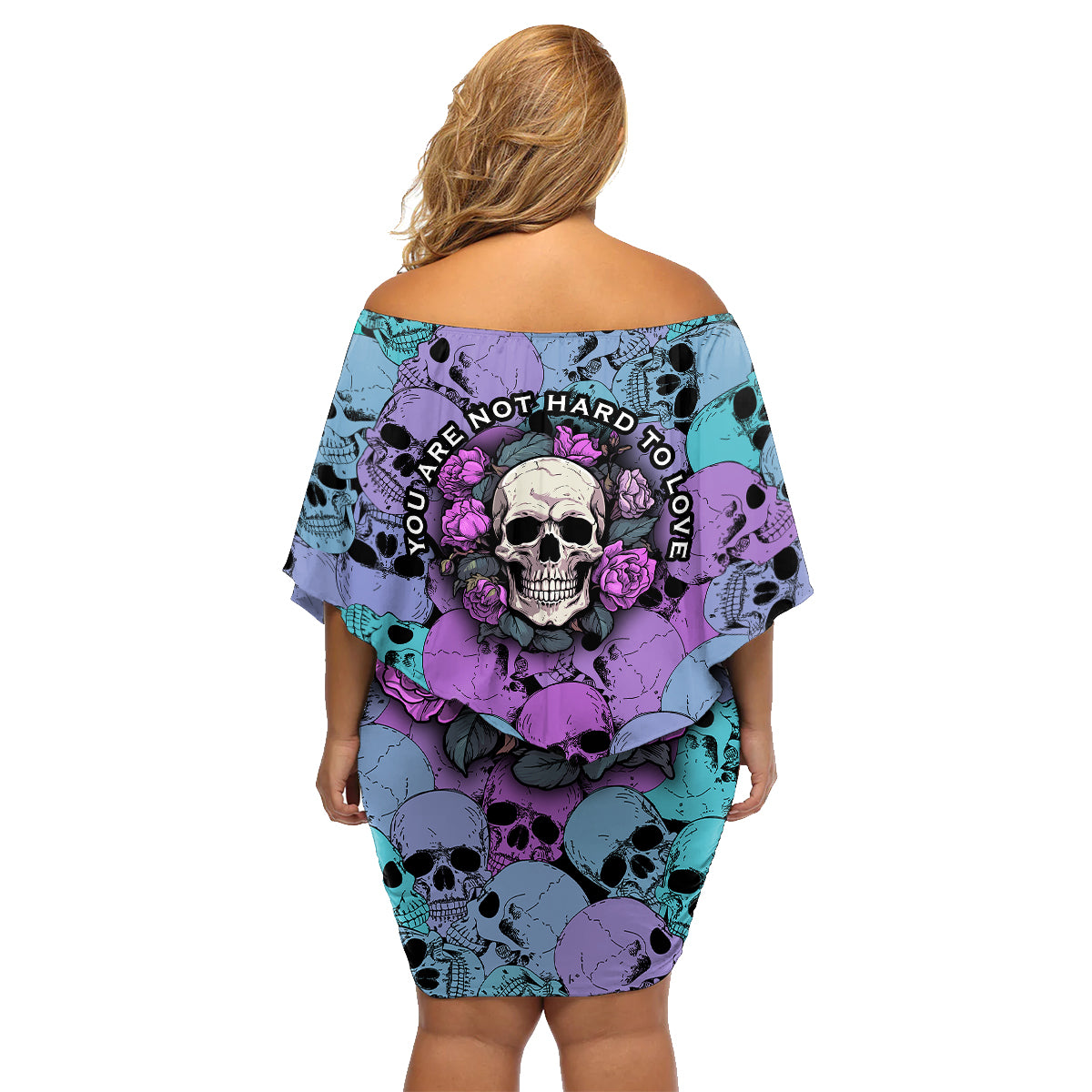 Skull Pattern Family Matching Off Shoulder Short Dress and Hawaiian Shirt Your Are Not Hard To Love - Wonder Print Shop