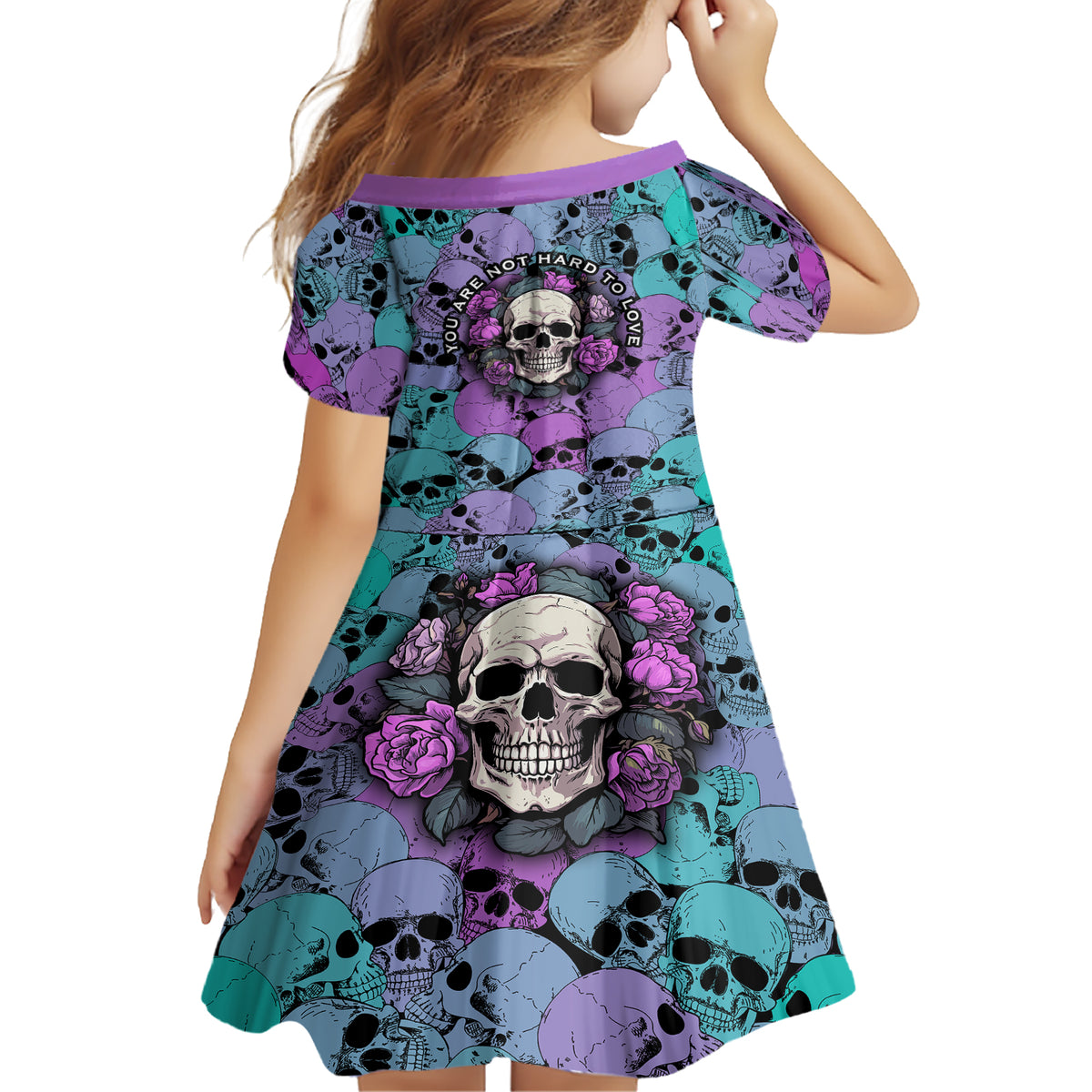 Skull Pattern Family Matching Short Sleeve Bodycon Dress and Hawaiian Shirt Your Are Not Hard To Love - Wonder Print Shop
