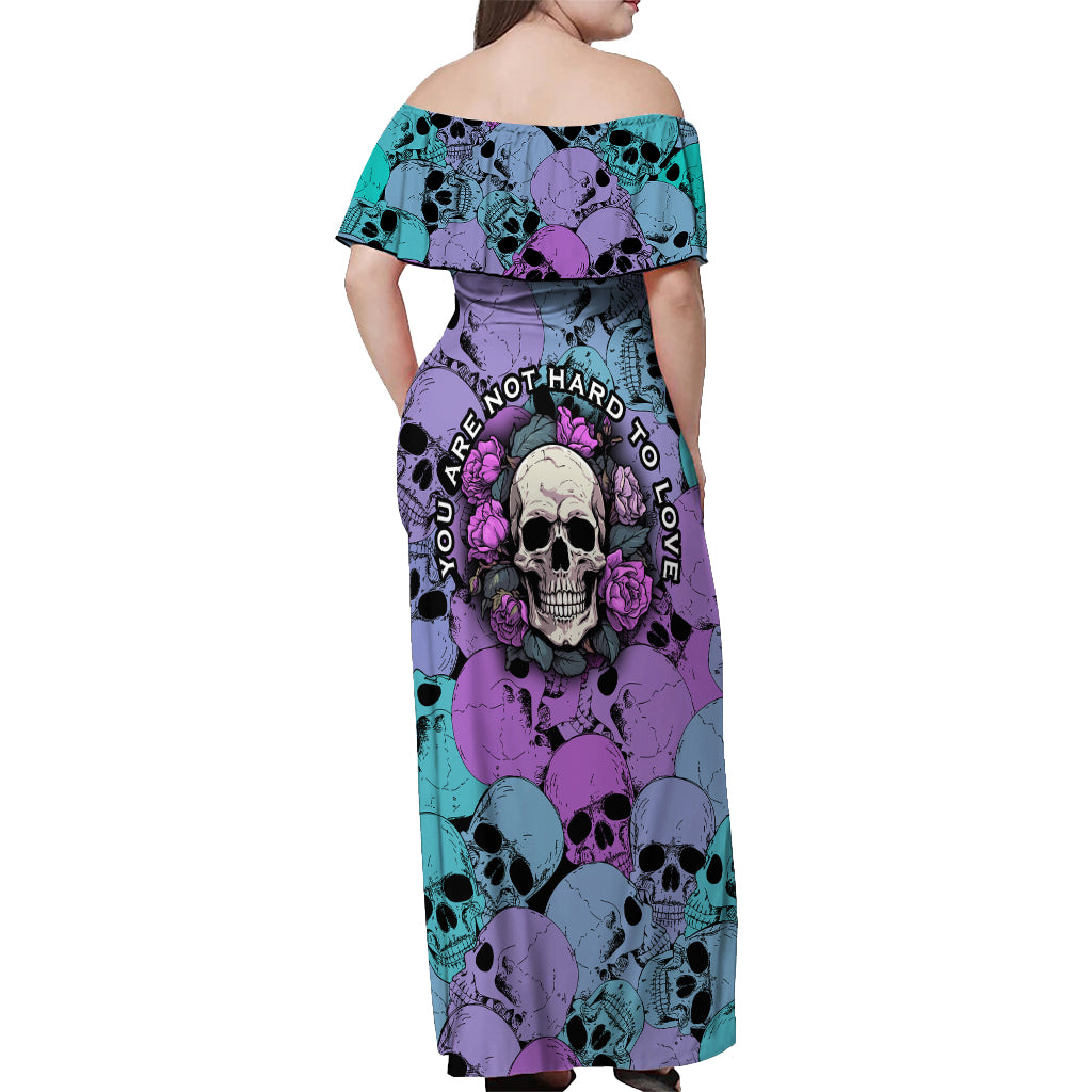 Skull Pattern Off Shoulder Maxi Dress Your Are Not Hard To Love - Wonder Print Shop