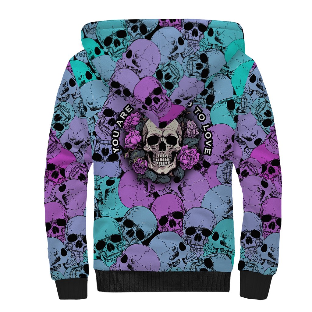 Skull Pattern Sherpa Hoodie Your Are Not Hard To Love - Wonder Print Shop