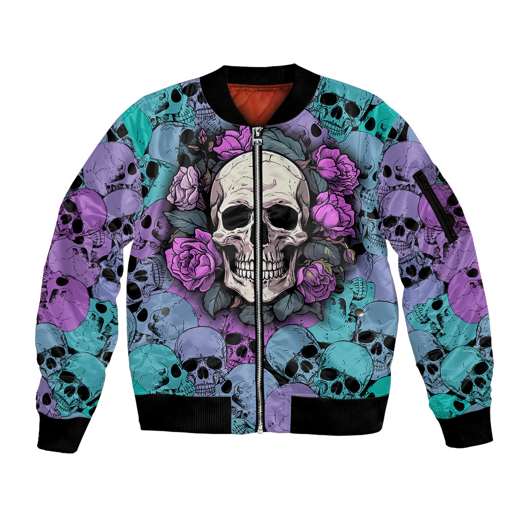 Skull Pattern Sleeve Zip Bomber Jacket Your Are Not Hard To Love - Wonder Print Shop