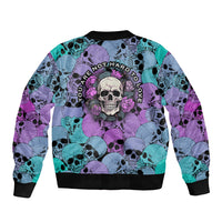 Skull Pattern Sleeve Zip Bomber Jacket Your Are Not Hard To Love - Wonder Print Shop