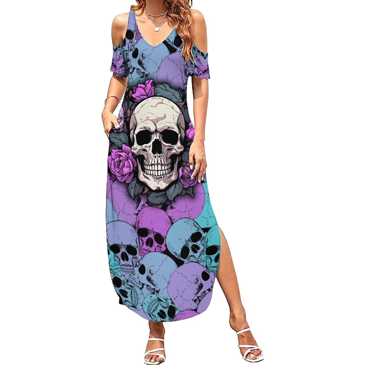 Skull Pattern Summer Maxi Dress Your Are Not Hard To Love - Wonder Print Shop