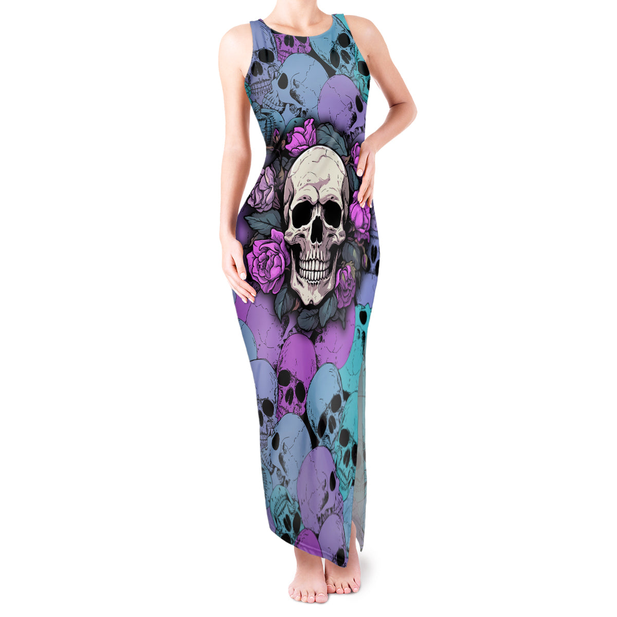 Skull Pattern Tank Maxi Dress Your Are Not Hard To Love - Wonder Print Shop