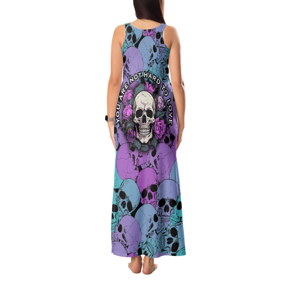Skull Pattern Tank Maxi Dress Your Are Not Hard To Love - Wonder Print Shop