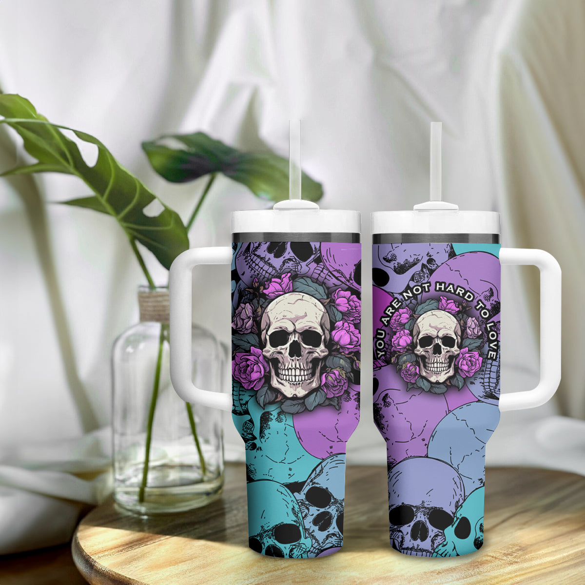 Skull Pattern Tumbler With Handle Your Are Not Hard To Love - Wonder Print Shop
