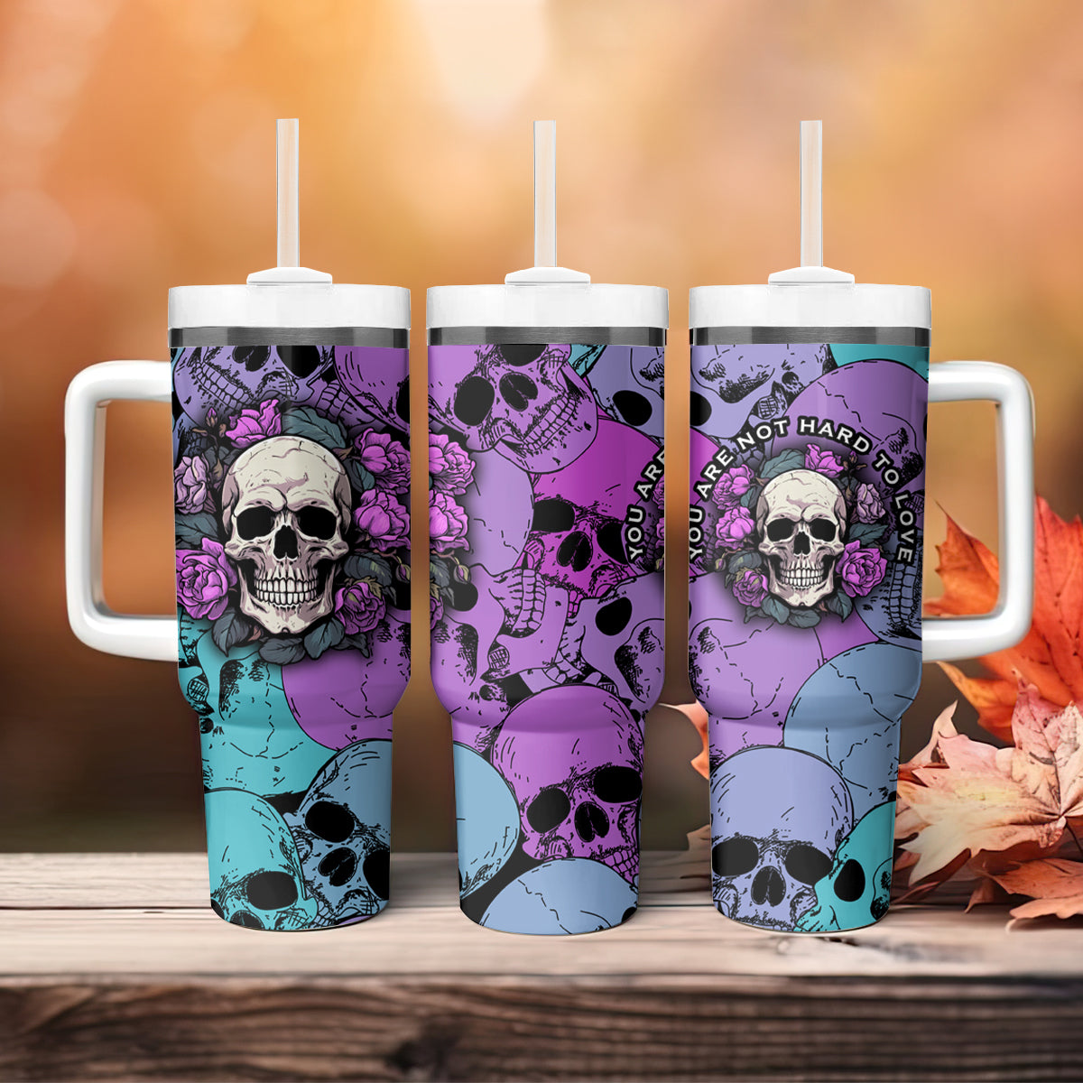 Skull Pattern Tumbler With Handle Your Are Not Hard To Love - Wonder Print Shop