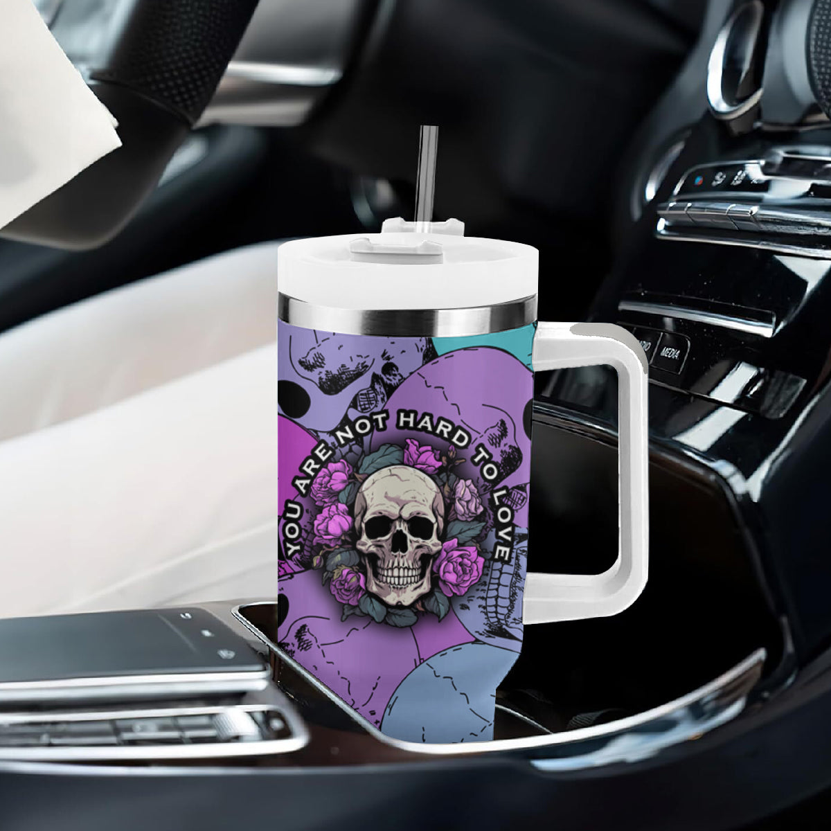 Skull Pattern Tumbler With Handle Your Are Not Hard To Love - Wonder Print Shop