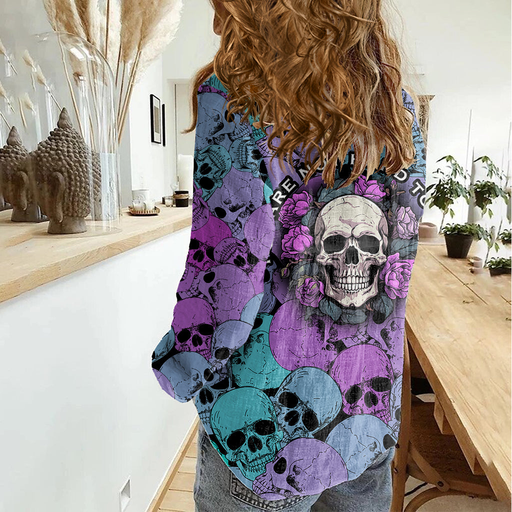 Skull Pattern Women Casual Shirt Your Are Not Hard To Love - Wonder Print Shop