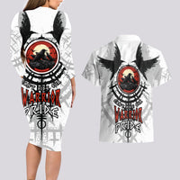 Viking Ravens Couples Matching Long Sleeve Bodycon Dress and Hawaiian Shirt Can't Hide Our Warrior Pride - Wonder Print Shop