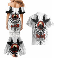 Viking Ravens Couples Matching Mermaid Dress and Hawaiian Shirt Can't Hide Our Warrior Pride - Wonder Print Shop