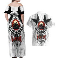 Viking Ravens Couples Matching Off Shoulder Maxi Dress and Hawaiian Shirt Can't Hide Our Warrior Pride - Wonder Print Shop