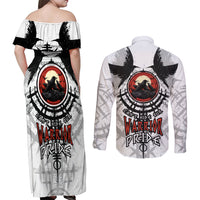 Viking Ravens Couples Matching Off Shoulder Maxi Dress and Long Sleeve Button Shirts Can't Hide Our Warrior Pride - Wonder Print Shop