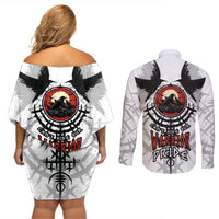 Viking Ravens Couples Matching Off Shoulder Short Dress and Long Sleeve Button Shirts Can't Hide Our Warrior Pride - Wonder Print Shop