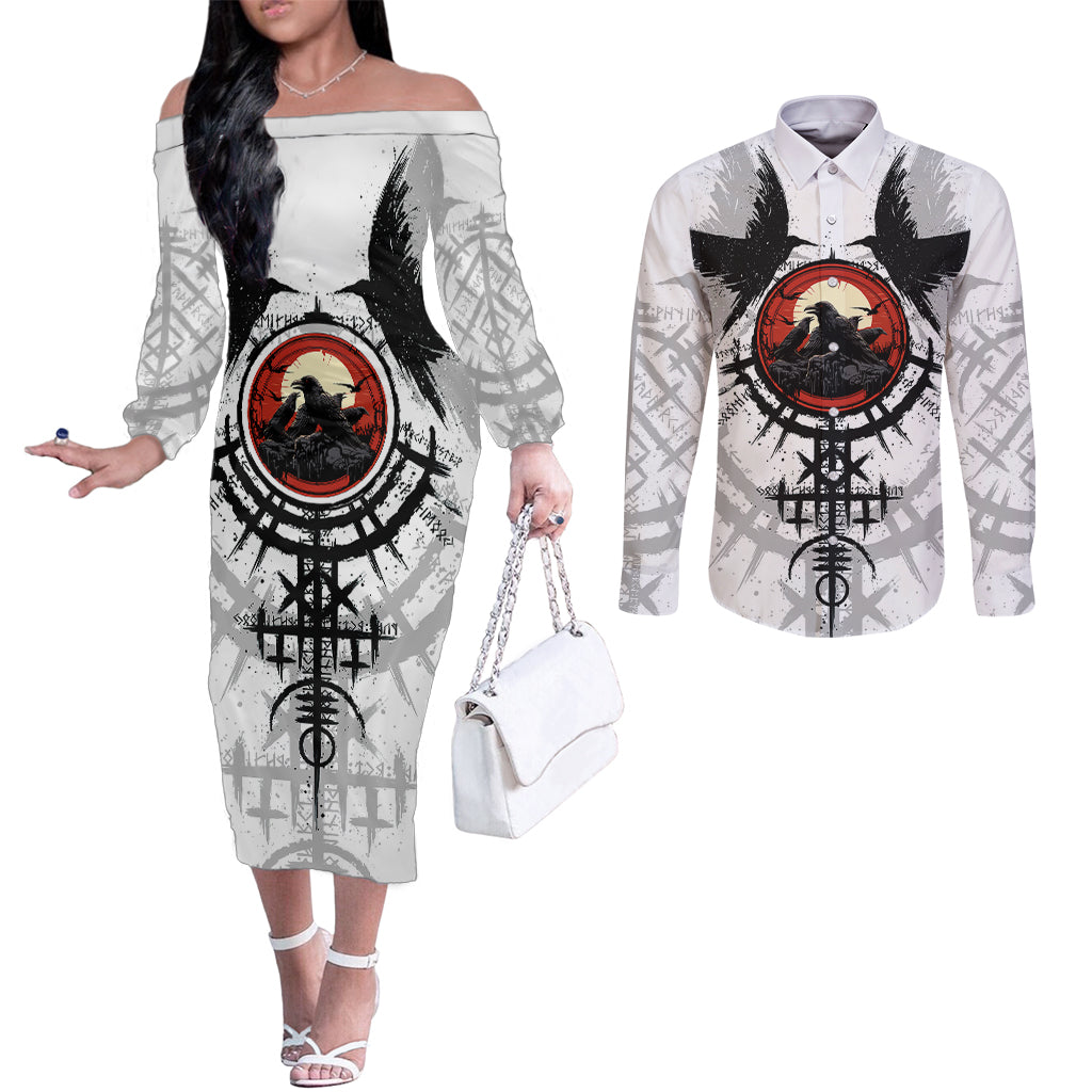 viking-ravens-couples-matching-off-the-shoulder-long-sleeve-dress-and-long-sleeve-button-shirts-cant-hide-our-warrior-pride