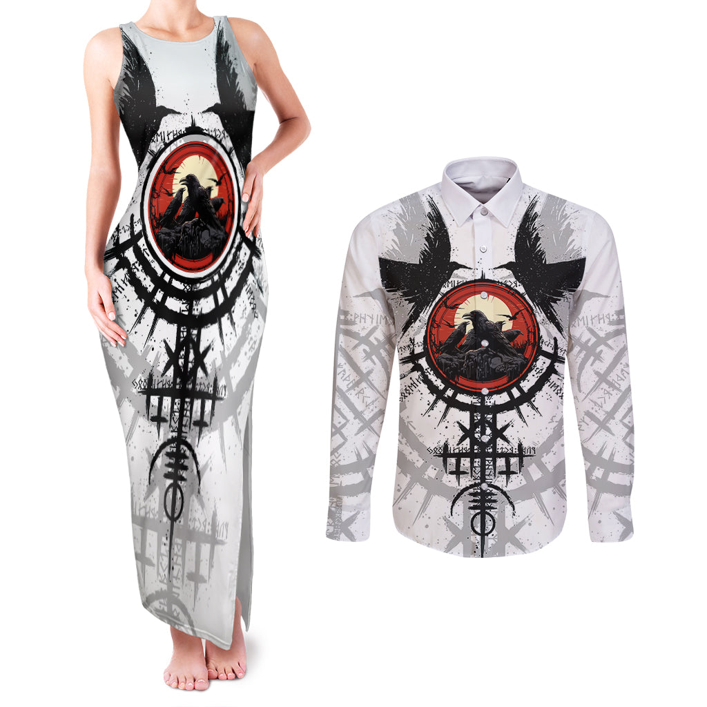 Viking Ravens Couples Matching Tank Maxi Dress and Long Sleeve Button Shirts Can't Hide Our Warrior Pride - Wonder Print Shop