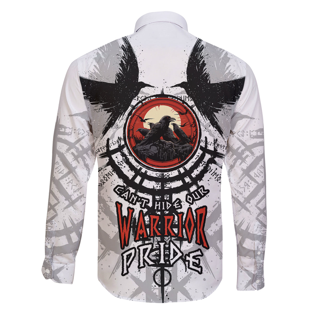 Viking Ravens Family Matching Long Sleeve Bodycon Dress and Hawaiian Shirt Can't Hide Our Warrior Pride - Wonder Print Shop