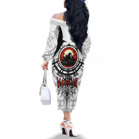 Viking Ravens Family Matching Off Shoulder Long Sleeve Dress and Hawaiian Shirt Can't Hide Our Warrior Pride - Wonder Print Shop