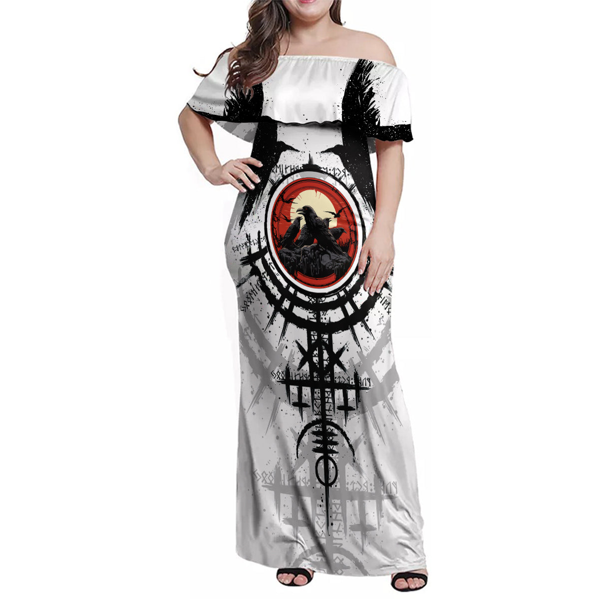Viking Ravens Family Matching Off Shoulder Maxi Dress and Hawaiian Shirt Can't Hide Our Warrior Pride - Wonder Print Shop