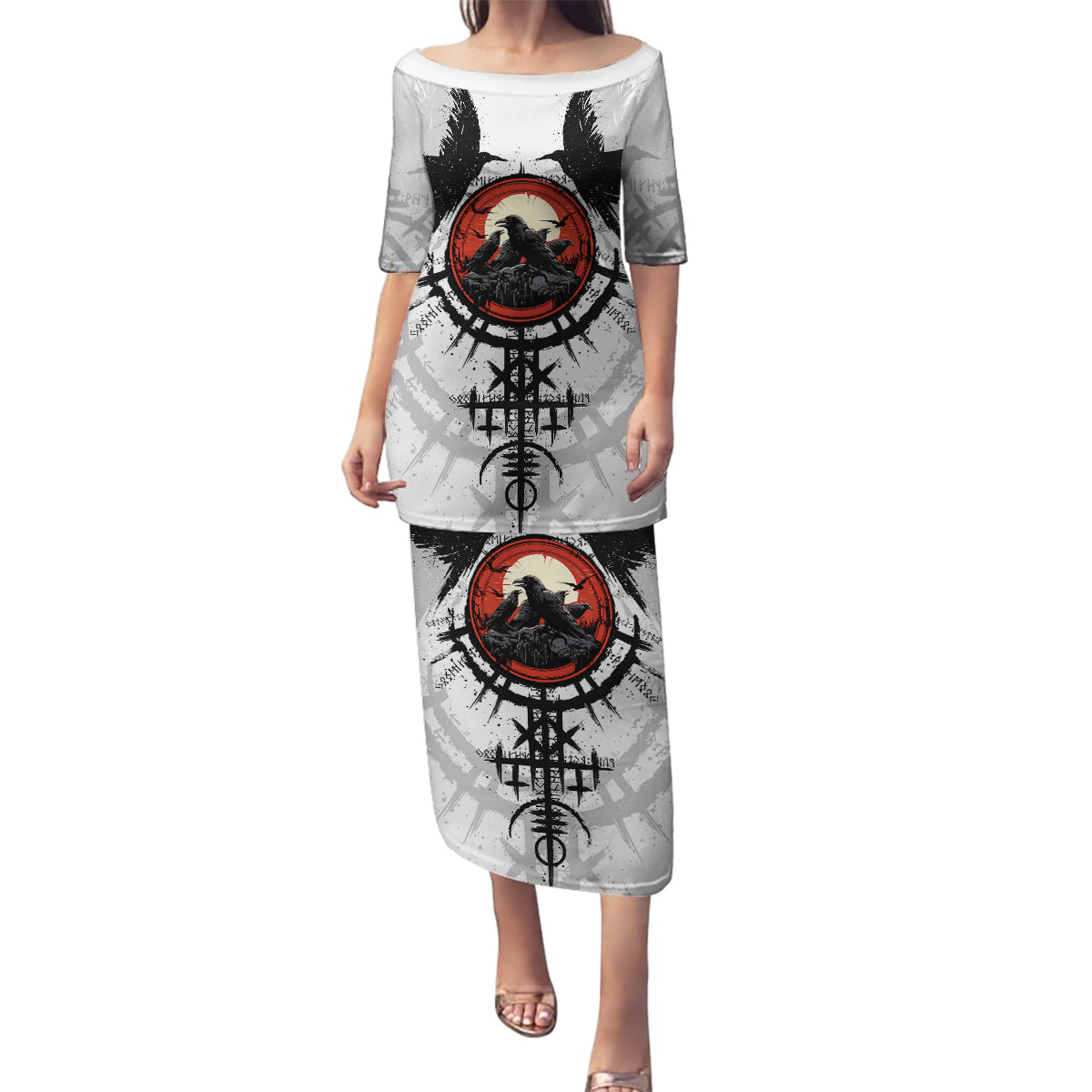 Viking Ravens Family Matching Puletasi Dress and Hawaiian Shirt Can't Hide Our Warrior Pride - Wonder Print Shop
