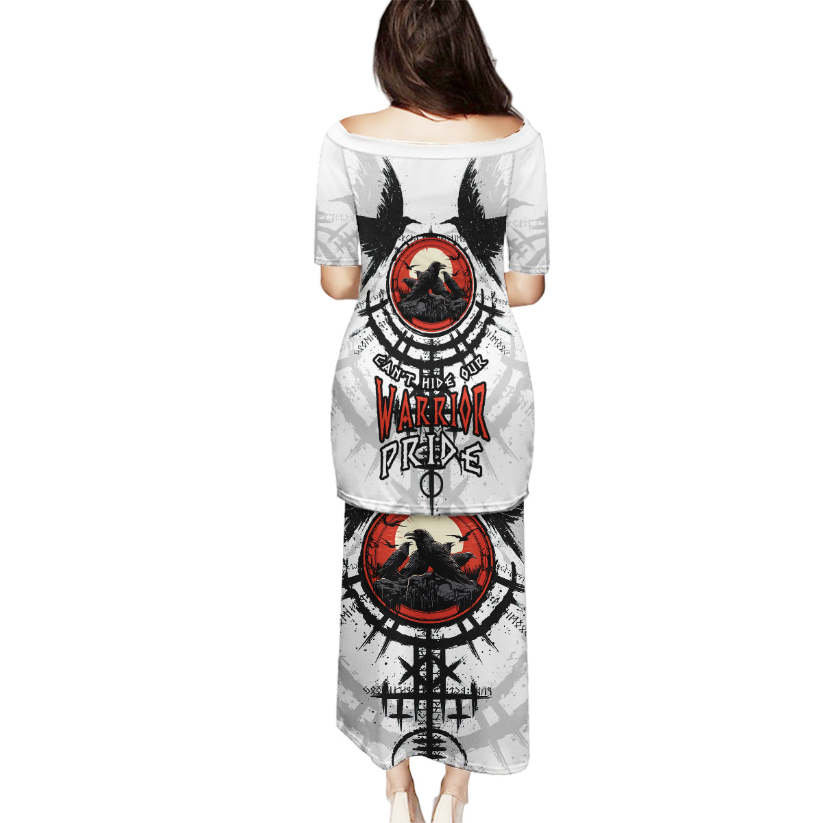 Viking Ravens Family Matching Puletasi Dress and Hawaiian Shirt Can't Hide Our Warrior Pride - Wonder Print Shop