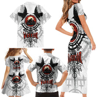 Viking Ravens Family Matching Short Sleeve Bodycon Dress and Hawaiian Shirt Can't Hide Our Warrior Pride - Wonder Print Shop