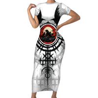 Viking Ravens Family Matching Short Sleeve Bodycon Dress and Hawaiian Shirt Can't Hide Our Warrior Pride - Wonder Print Shop