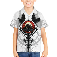 Viking Ravens Family Matching Short Sleeve Bodycon Dress and Hawaiian Shirt Can't Hide Our Warrior Pride - Wonder Print Shop