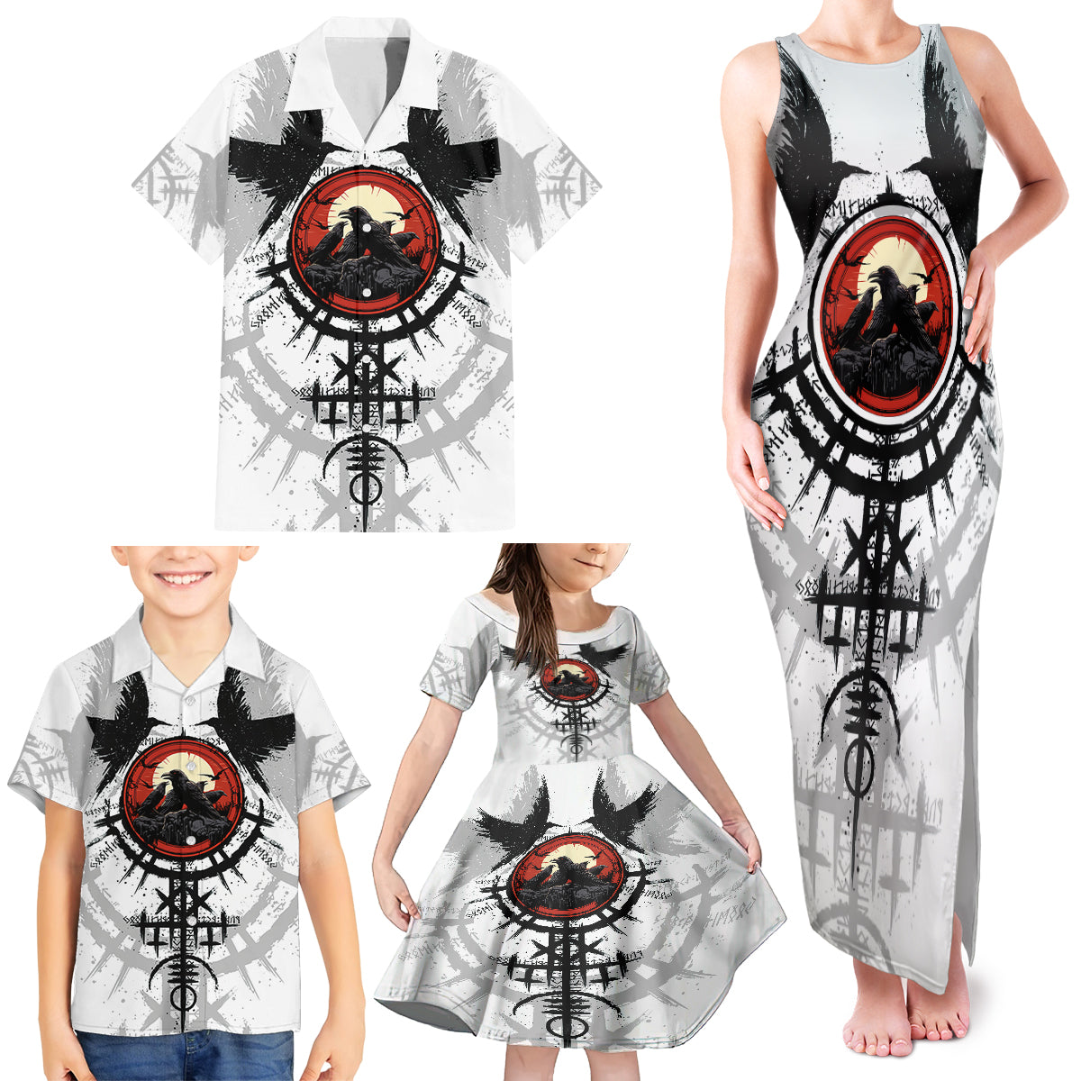 Viking Ravens Family Matching Tank Maxi Dress and Hawaiian Shirt Can't Hide Our Warrior Pride - Wonder Print Shop