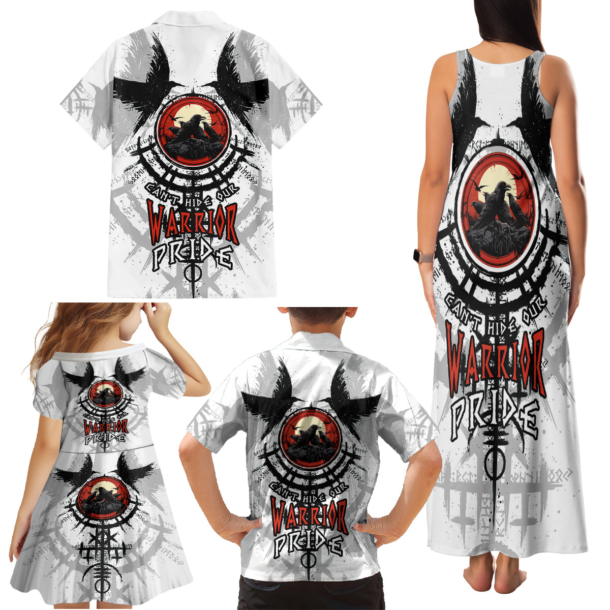 Viking Ravens Family Matching Tank Maxi Dress and Hawaiian Shirt Can't Hide Our Warrior Pride - Wonder Print Shop