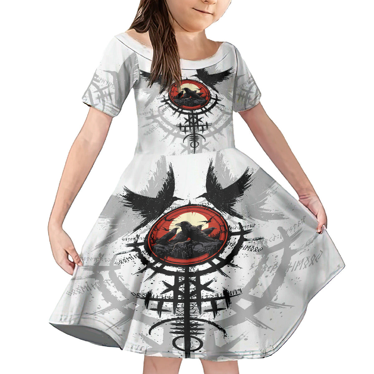 Viking Ravens Kid Short Sleeve Dress Can't Hide Our Warrior Pride - Wonder Print Shop