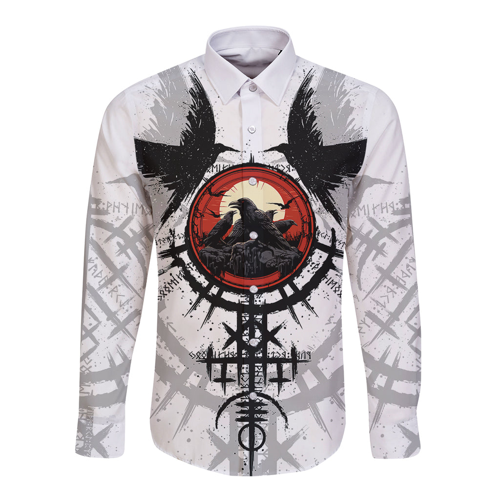 Viking Ravens Long Sleeve Button Shirt Can't Hide Our Warrior Pride - Wonder Print Shop