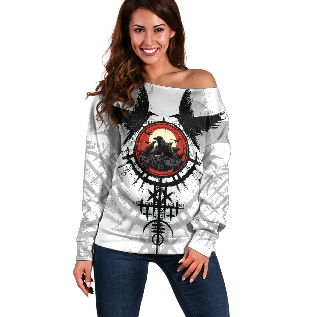 Viking Ravens Off Shoulder Sweater Can't Hide Our Warrior Pride - Wonder Print Shop