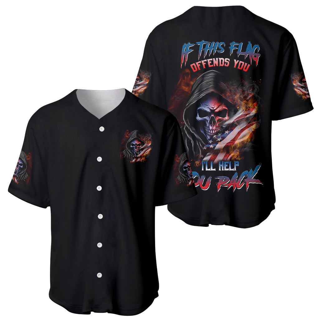 If This Flag Offends You I'll Help You Pack Skull Baseball Jersey - Wonder Print Shop