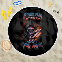 If This Flag Offends You I'll Help You Pack Skull Beach Blanket - Wonder Print Shop