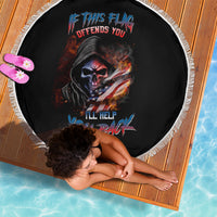 If This Flag Offends You I'll Help You Pack Skull Beach Blanket - Wonder Print Shop