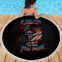 If This Flag Offends You I'll Help You Pack Skull Beach Blanket - Wonder Print Shop