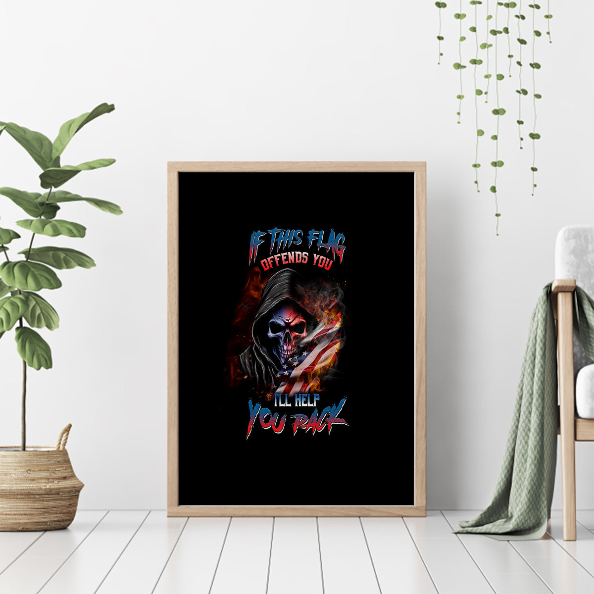 If This Flag Offends You I'll Help You Pack Skull Canvas Wall Art - Wonder Print Shop