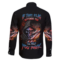 If This Flag Offends You I'll Help You Pack Skull Family Matching Long Sleeve Bodycon Dress and Hawaiian Shirt - Wonder Print Shop