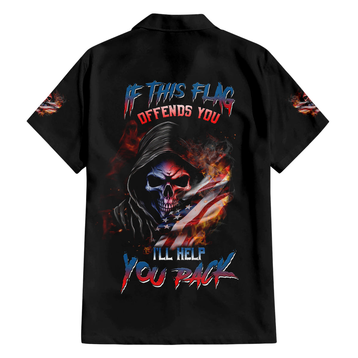 If This Flag Offends You I'll Help You Pack Skull Hawaiian Shirt - Wonder Print Shop