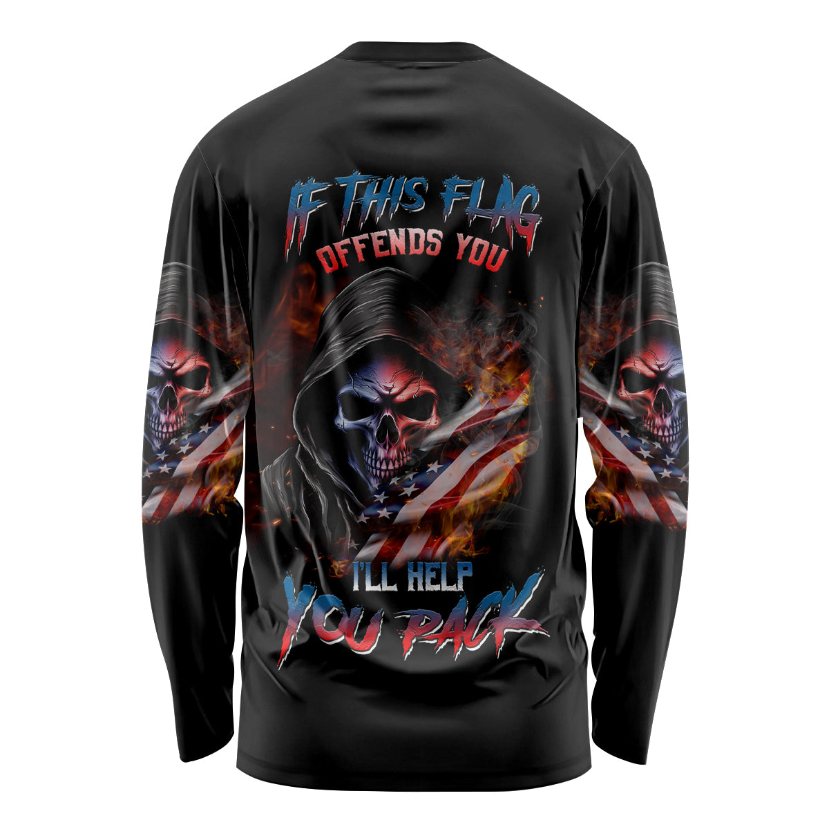 If This Flag Offends You I'll Help You Pack Skull Long Sleeve Shirt - Wonder Print Shop