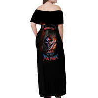 If This Flag Offends You I'll Help You Pack Skull Off Shoulder Maxi Dress - Wonder Print Shop