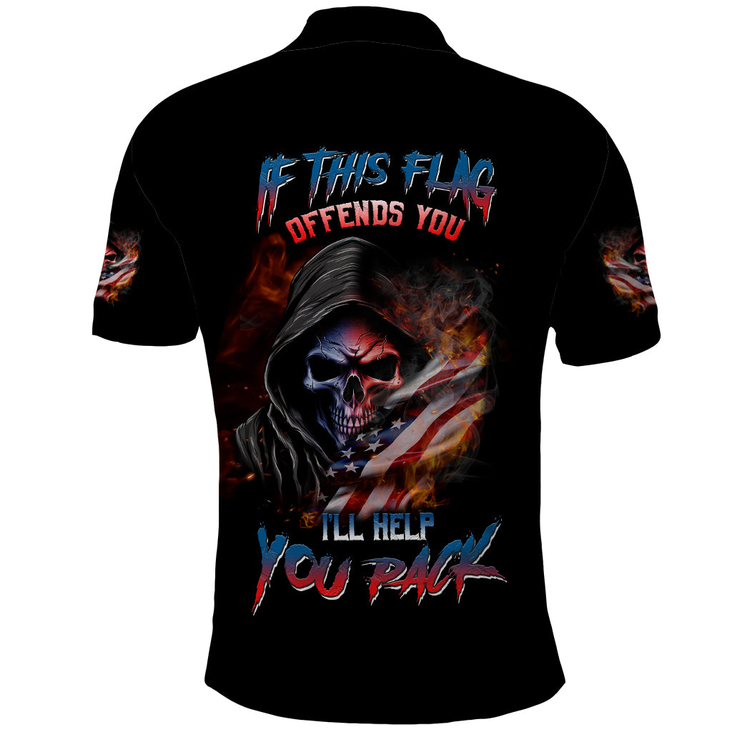 If This Flag Offends You I'll Help You Pack Skull Polo Shirt - Wonder Print Shop