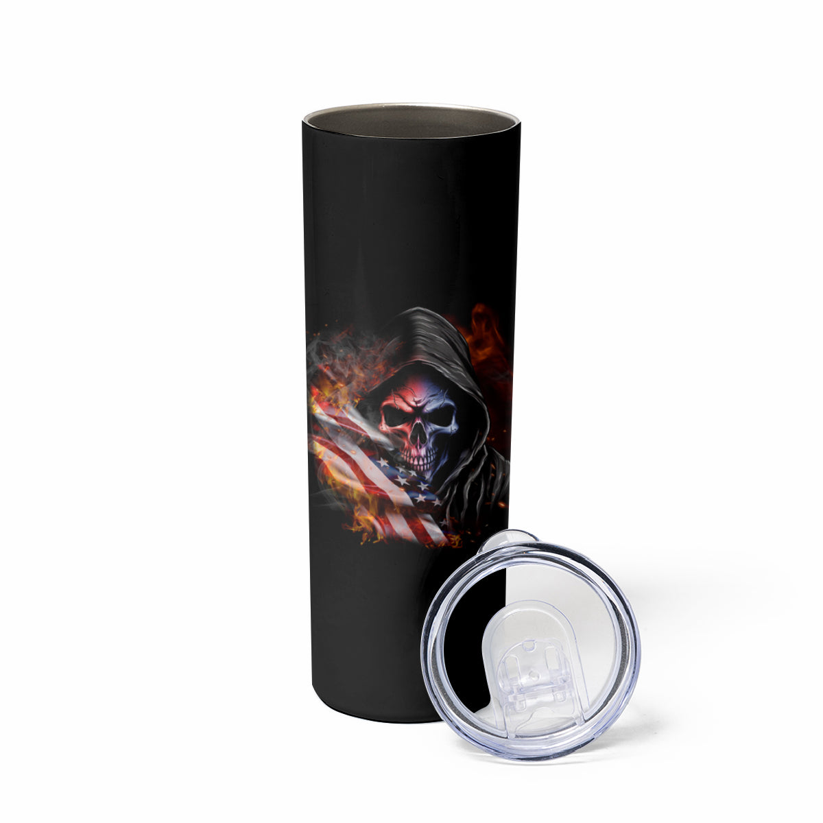 If This Flag Offends You I'll Help You Pack Skull Skinny Tumbler - Wonder Print Shop