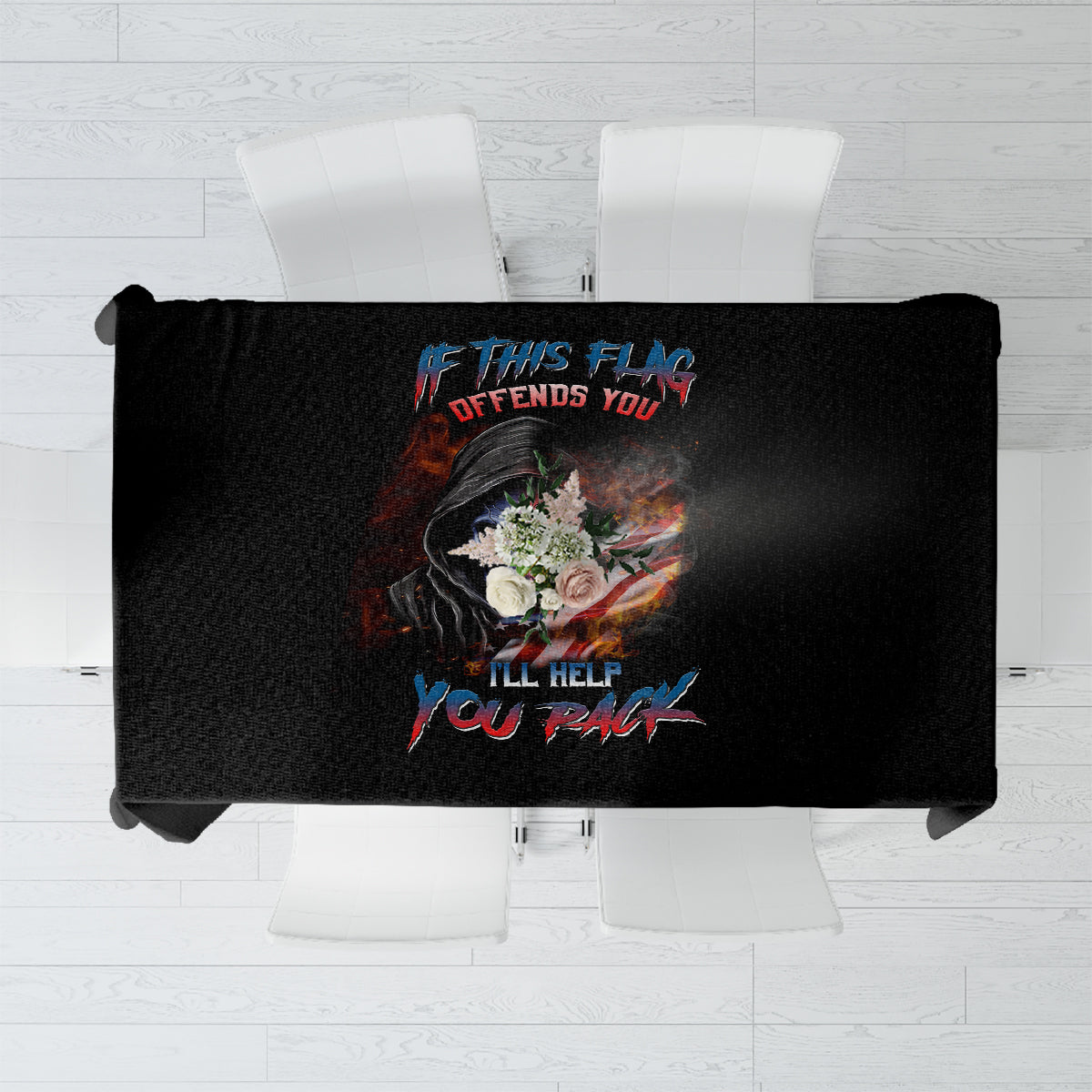 If This Flag Offends You I'll Help You Pack Skull Tablecloth - Wonder Print Shop