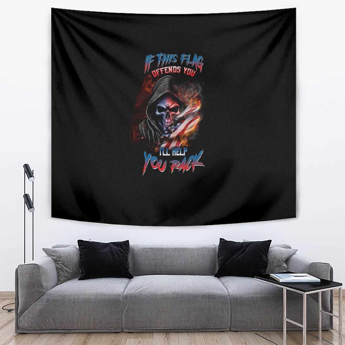 If This Flag Offends You I'll Help You Pack Skull Tapestry - Wonder Print Shop
