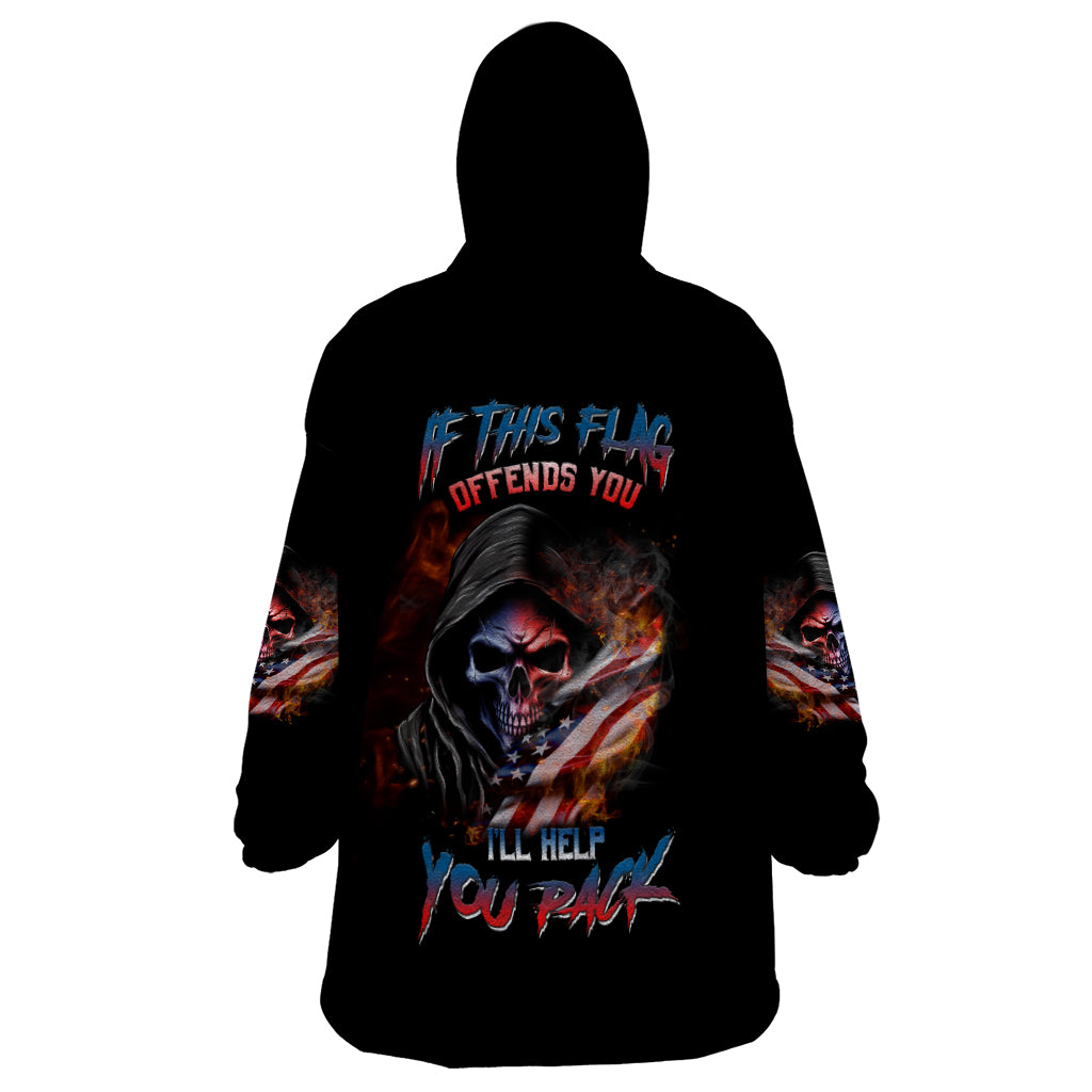 If This Flag Offends You I'll Help You Pack Skull Wearable Blanket Hoodie - Wonder Print Shop