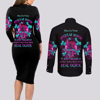 I Can Go From Regular B To Burn Couples Matching Long Sleeve Bodycon Dress and Long Sleeve Button Shirt - Wonder Print Shop