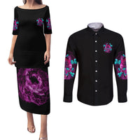 I Can Go From Regular B To Burn Couples Matching Puletasi Dress and Long Sleeve Button Shirt - Wonder Print Shop